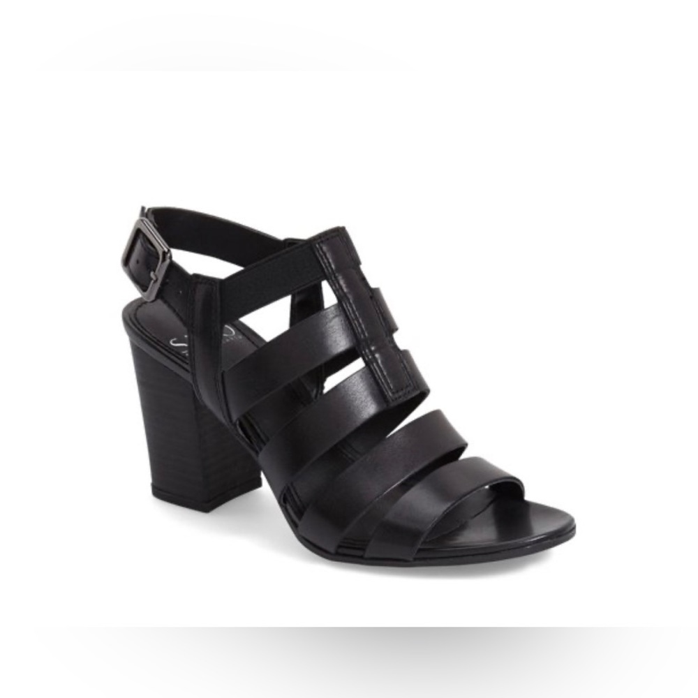 Franco Sarto Black Leather Montage Heels